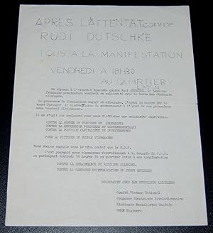 Apres l'attentat contre Rudi Dutschke tous a la manifestation vendredi a 18H30 au Quartier Latin