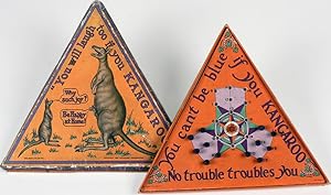 Unusual triangular board game with pair of kangaroos and joey on front cover, printed with "You w...