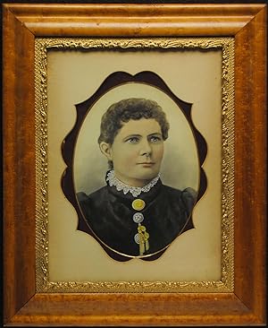 A fine nineteenth century example of a hand-painted head-and-shoulders opalotype portrait of an u...