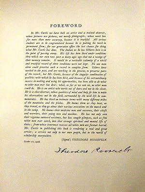 DOCUMENT SIGNED [Foreword from Curtis's THE NORTH AMERICAN INDIAN]
