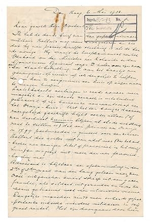 [Autograph letter, signed ("A. Harloff"), to Horace Hugo Alexander van Gybland Oosterhoff].The Ha...