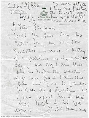 Autograph Letter Signed to Miss Eleanor SMITH, (Edwina, Countess, 1901-1960, wife of Earl Louis, ...