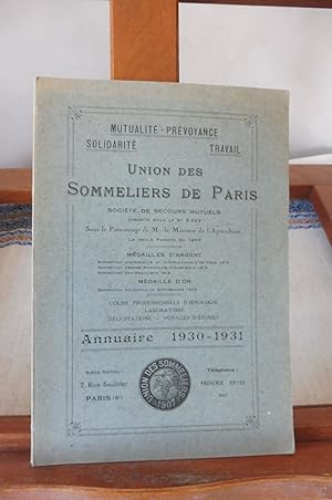Union Des Sommeliers De Paris. Annuaire 1930-1931.