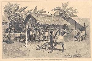 Enthauptung von Sklaven bei der Leichenfeier eines Häuptlings der Baynasi-Neger.