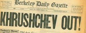 Berkeley Daily Gazette, October 15, 1964. Kruschev Out.