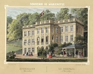 Souvenir de Marienlyst. Kursalen Marienlyst - Le Kursaal a Marienlyst. Kolorierte Lithographie mi...