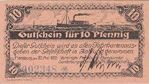 Gutschein über 10 Pfennig der Vereinigten Flensburg-Eekensunder u. Sonderburger Dampfschiffs-Gese...