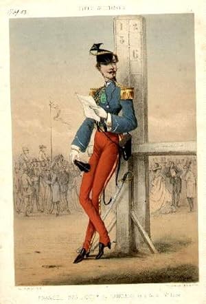 1863. Offr des Lanciers de la Garde Kolorierte Lithographie von Draner.
