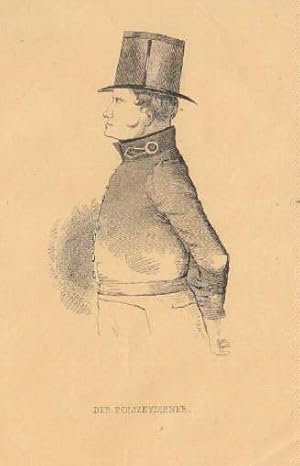 Der Polizeidiener. Federlithographie auf gelbem Papier.