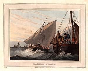 Mackerel Fishing. Kolorierter Aquatinta-Kupferstich von Dubourg nach J.H.Clark.