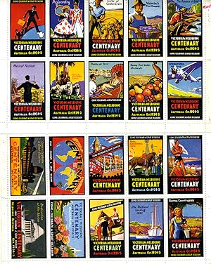 Full color Poster Stamps celebrating Victorian and Melbourne Centenary, October 1934-5