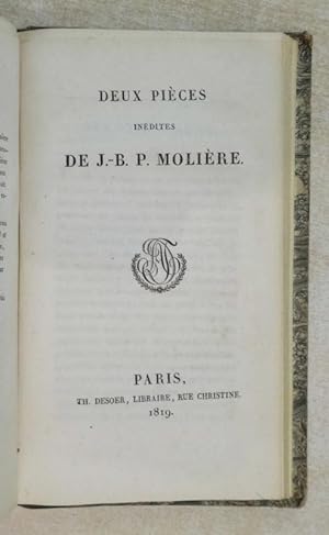 Deux pièces inédites de J.-B. P. Molière (La jalousie du barbouillé and Le médecin volant, by Jea...