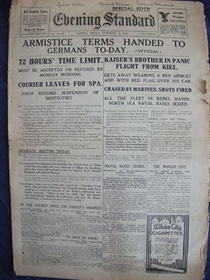 Historic newspaper. Evening Standard. Friday, November 8, 1918.