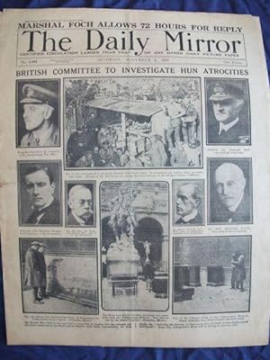 Historic newspaper. The Daily Mirrror. Saturday, November 9, 1918.