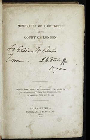 Memoranda of a Residence at the Court of London by Richard Rush, envoy extraordinary and minister...