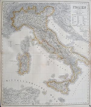 Gesamtkarte. mehrfarbig grenzkolorierter Kupferstich aus Hand - Atlas der Erde und des Himmels in...