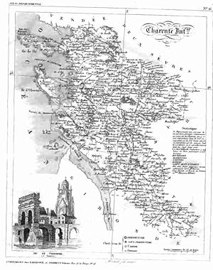 Charente Inferieure ( La Rochelle, Marans, Jonza ) mit einer Ansicht Arc de Triomphe. Kupferstich...
