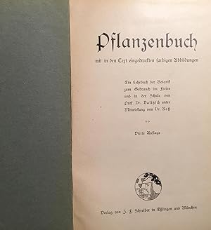 Pflanzenbuch mit in den Text eindruckten farbigen Abbildungen. Ein Lehrbuch der Botanik zum Gebra...