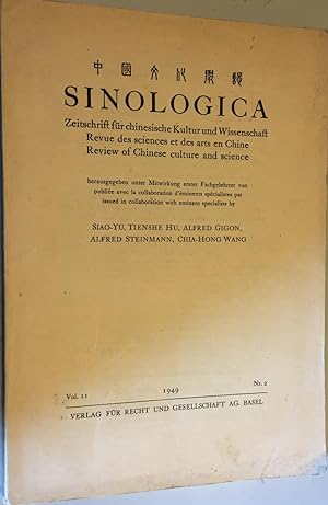 Sinologica. Zeitschrift für chinesische Kultur und Wissenschaft. Nr. 2. Vol. II.