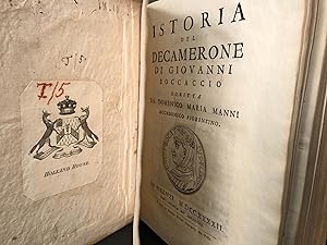 Istoria del Decamerone di Giovanni Boccaccio - Scritta da Domenico Maria Manni - Accademico Fiore...