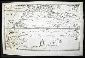 Mauretanien Gaetulien, Melanogaetulien Garamantien und Nigritien. [1756 German Map of North Afric...