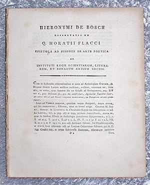 Classic 1818 Treatise on Horace's Ars Poetica - Hieronymi de Bosch Dissertatio de Q. Horatii Flac...