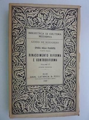 Biblioteca di Cultura Moderna - STORIA DELLA FILOSOFIA Parte Terza RINASCIMENTO RIFORMA E CONTROR...