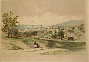 'Hobart Town from The New Town Road', Scarce color lithograph from 'Tasmania Illustrated'