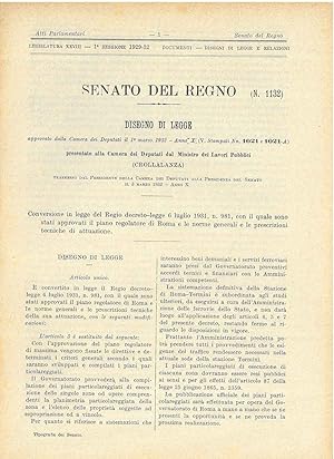 Disegno di legge: Conversione in legge del Regio decreto-legge 6 luglio 1931, n. 981, con il qual...