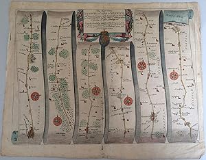 John Ogilby Plate 74: The Road from Ipswich com Suffolk to Norwich and thence to Cromer on the S...