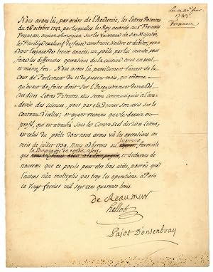 Document signed ("de Reaumur").