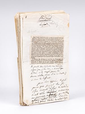 Extraits du manuscrit autographe des articles rédigés par Hippolyte Lucas consacrés à Blaise Pasc...