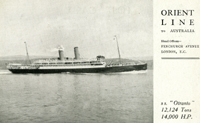 Orient Line to Australia, post card with S. S. "Otranto"