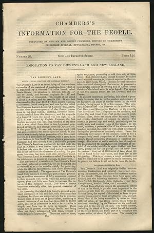 Chambers's Information for the People, Number 20, Emigration to Van Diemen's Land and New Zealand