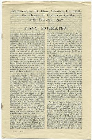 Navy Estimates: Statement by the Rt. Hon. Winston Churchill in the House of Commons on the 27th F...