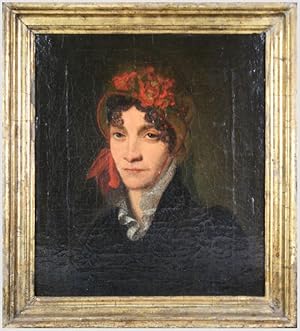 Bildnis einer Frau mit blumengschmücktem Hut