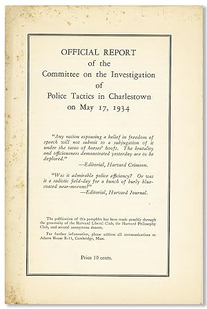 Official Report of the Committee on the Investigation of Police Tactics in Charlestown on May 17,...