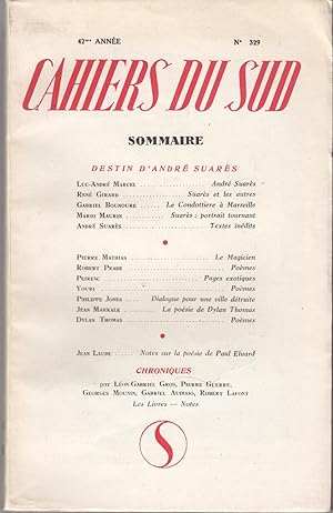 Cahiers du sud no 329. 1955.