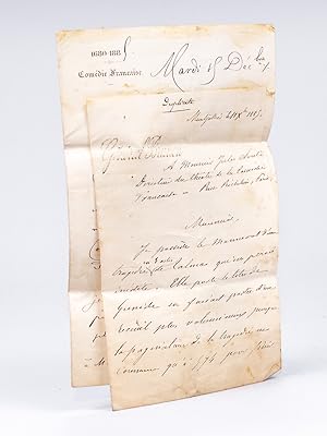 Lettre autographe signée de Georges Monval, Bibliothécaire Archiviste de la Comédie Française, au...