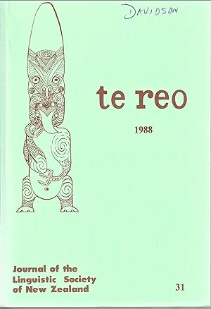 Te Reo. Vol. 31, 1988. Journal of the Linguistic Society of New Zealand.