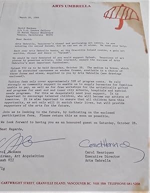 Original Typed and Signed One-Page Letter (March 20, 1989) From Carol Jackson and Carol Henriquez...