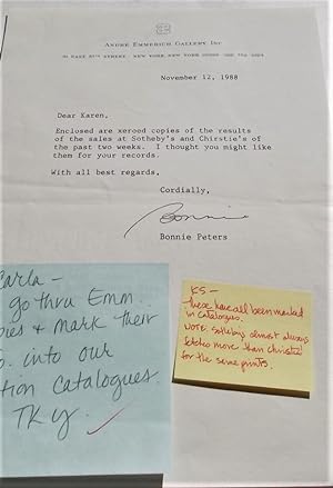 Original Typed and Signed One-Page Letter (November 12, 1988) From Bonnie Peters on Andre Emmeric...