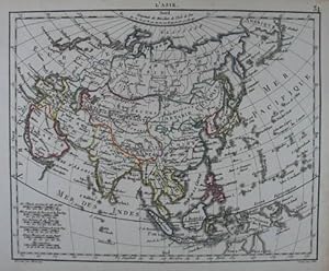 L'Asie. Grenzkolorierte Kupferstich-Karte aus Herisson "Atlas portatif" Paris, Desray 1806, 17,5 ...