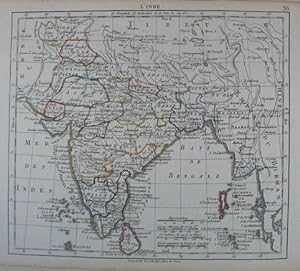 L'Inde. Grenzkolorierte Kupferstich-Karte aus Herisson "Atlas portatif" Paris, Desray 1806, 17,5 ...