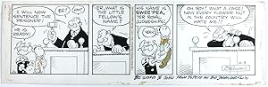 Comic strip (4 panels), inscribed and signed.