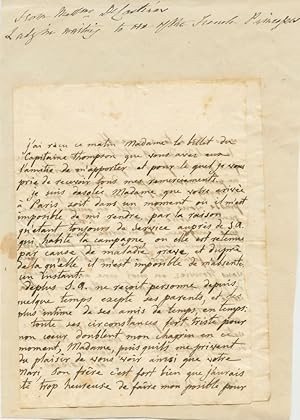 Hand-written note in French from Mise de Castéras