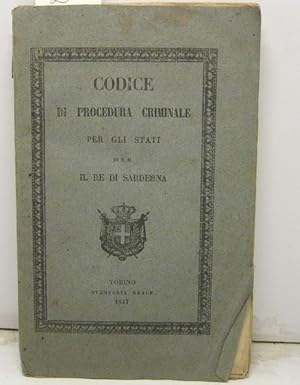 Codice di procedura criminale per gli Stati di S. M. il re di Sardegna