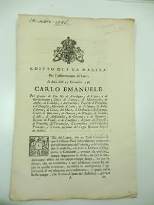 Editto di Sua Maesta' per l'abbreviazione de' Lutti in data delli 14 Decembre 1736