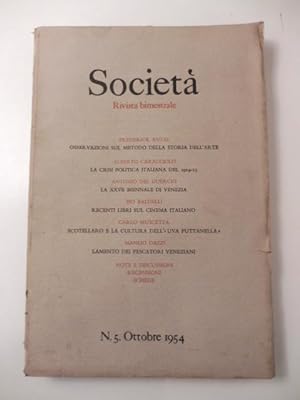 Societa'. Rivista bimestrale, n. 5, ottobre 1954