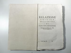 Relazione critica della lettera di Damisto a Beronide stampata nel tomo X della N. R. Calogeriana